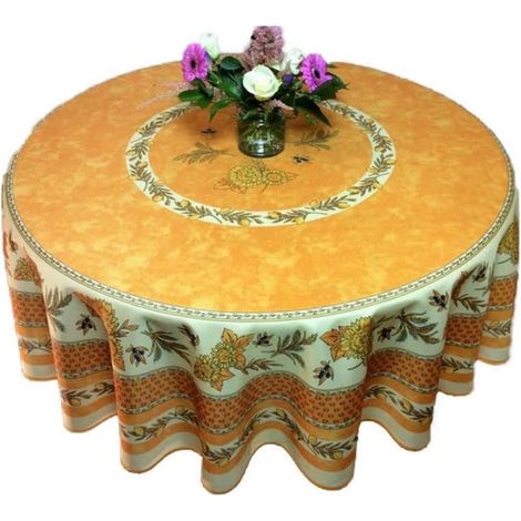 Nappe Provençale Ronde Anti-tâche Tournesol Abeille. (1/5)