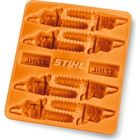 Stihl – Bac à glaçons tronçonneuse – Silicone orange, 8 glaçons tronçonneuse et 2 glaçons logo, réf. 0421 600 0056 (1/3)