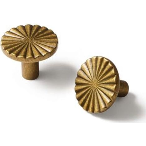 Lot de 5 boutons de meuble en bronze massif, ronds, pour tiroirs de commode ou de placard. Quincaillerie simple en alliage de zinc.