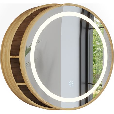 Badspiegelschrank Silva, Bambus, 50 x 50 cm mit 5 Aufbewahrungsfächern, Vicco (1/5)