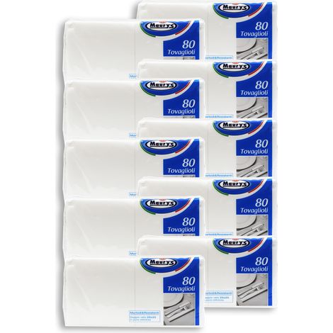10 CONFEZIONI MAURY'S MAXI SCORTA TOVAGLIOLI RESISTENTI 80 PZ DUE VELI 25X25 CM (1/4)