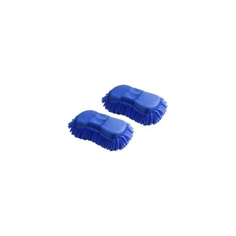 SOEKAVIA 2x Éponge de nettoyage de voiture en microfibre Chenille Gant de lavage microfibre Chenille pour la voiture Véhicule Care Brosse de Lavage éponge avec dragonne intégrée Eponge lavage carrosse