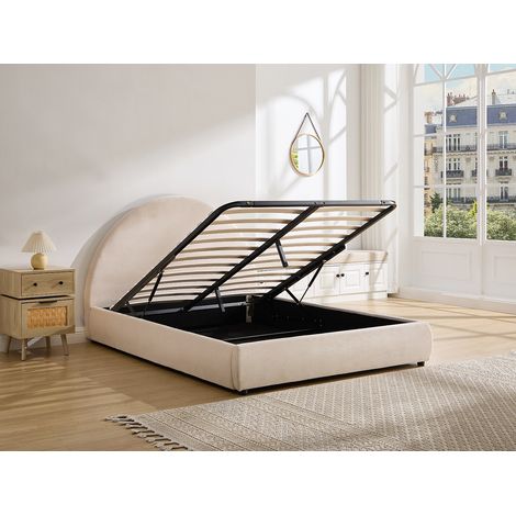 Lit coffre 180 x 200 cm - Velours côtelé - Beige - LIRIMO (1/4)