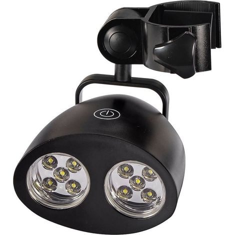 Lampe Barbecue Extérieure - Lampe LED Rotative pour Grill - 100 lm - 10 LED - Alimentée par 3 Piles AA - Noir - 10,5 x 9 cm