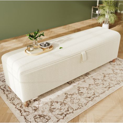 Sitzbank mit Stauraum 145 x 38 cm, hydraulisch, Cordstoff Beige HAVRYA (1/5)