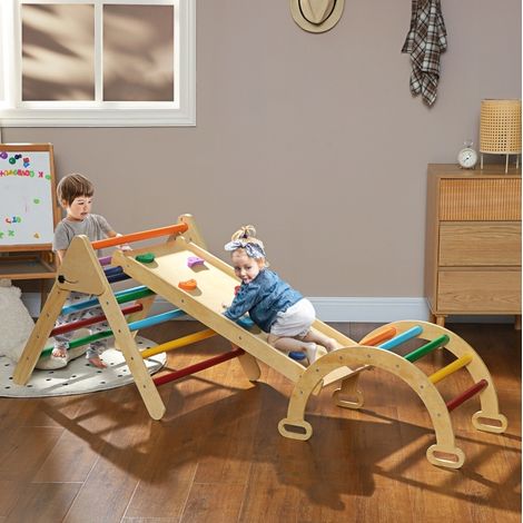 Kinderklettergerüst 5-in-1 aus Holz, mehrfarbig, 18–48 Monate, 50 kg HAVRYA (1/3)
