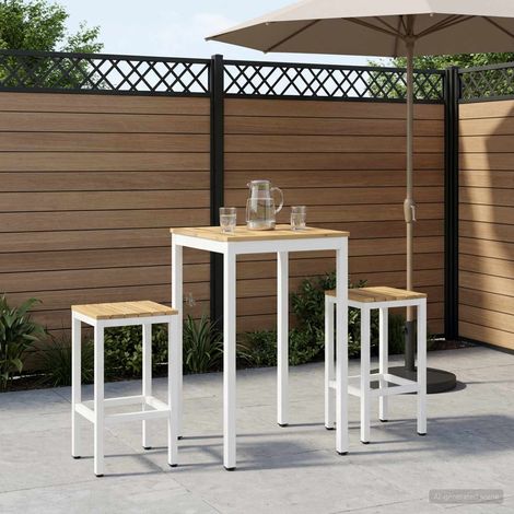 vidaXL Table de Bar de Jardin NAARDEN Blanc 60 x 60,5 x 105 cm (1/5)
