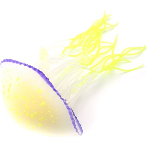 Décoration Aquarium Lumineuse en Forme de Méduse Flottante Couleur Jaune Citron (1/5)