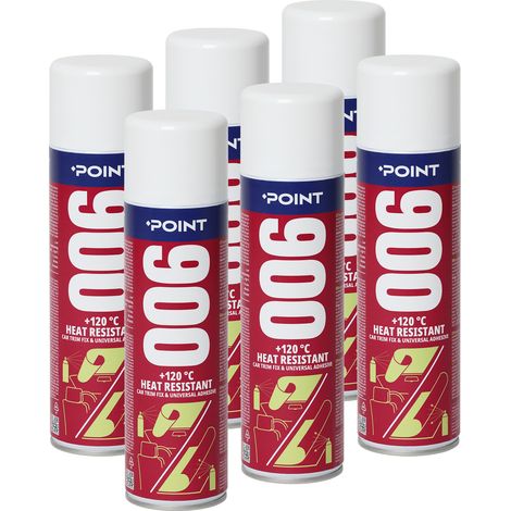 Colle en aérosol haute température POINT 006 +120°C – adhésif résistant à la chaleur – 500 ml – Lot de 6 pièces