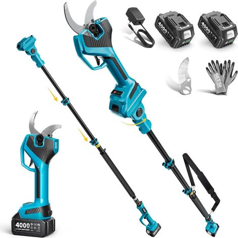Sécateur Électrique Sans Fil Télescopique – 4,5 M De Portée, Sécateur Électrique, Coupe 55 mm, Éclairage LED De Travail, 2× Batteries 4.0Ah, 2-En-1 Pour Taille Des Arbres, Arbustes Et Haies (1/5)