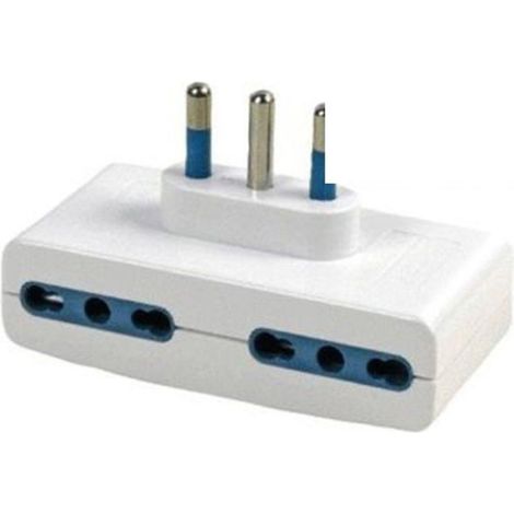 TrAdE Shop Traesio - Adattatore Quadruplo Piatto Con 4 Prese 16a Bipasso + Spina 16a -