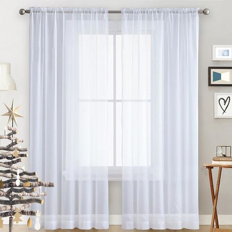 Cortinas para balcón o cocina, 140 x 260 cm, decoración para ventanas/cortinas lavables para puerta, ventana, vestidor, sala de estar, blancas (1/5)