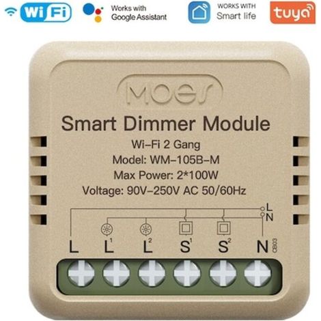 Variateur de lumière intelligent Wi-Fi pour maison connectée, commande à distance par application, minuterie et commande vocale, module 2 canaux WM-105B-M (1/5)