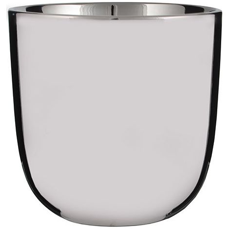Pot de fleurs rond argent – Céramique élégante – Ø15,5x15cm – Décoration moderne (1/2)