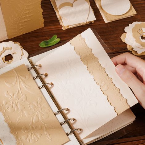 Dekorationsset „Ein schöner Tag“: Serie „Schwebende Welt, Blumen und Meer“, 40 Blatt unregelmäßig geprägtes Papier, Rosen- und Meeresmuster. (1/5)