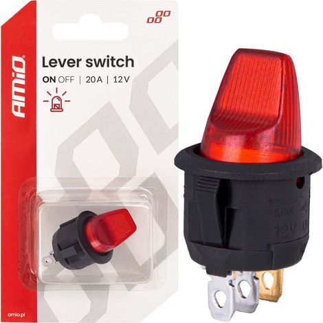Interruptor basculante con iluminación roja 20A 12V amio-04438 (1/5)