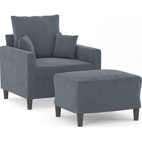 Maison Exclusive - Fauteuil avec repose-pied Gris foncé 60 cm Velours