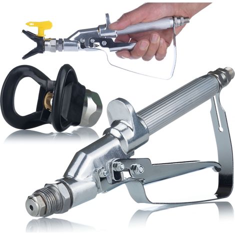 Rosfix UltraSpray PMLRUS01 – Liniere Farbspritzpistole mit Düsenschutz  250 bar, 1/4" Anschluss, 7/8" Düsenaufnahme  Für Spachtelmasse & Farbe  Airless Lackierzubehör