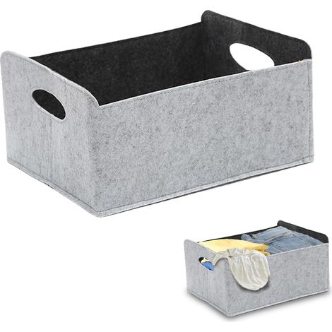 2er-Pack Filz-Aufbewahrungskörbe mit Griffen, faltbare Aufbewahrungsboxen für Regale (Grau) (1/3)