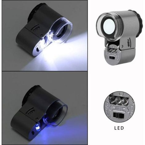Loupe Bijoutier - 50X - Métal Pliable avec LED et UV - Inspection Bijoux Billets Antiquités - 1 Pièce (1/4)