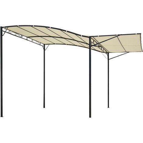 Pergola d'extérieur avec toit rabattable, armature en acier et polyester, crème et noir, 3 x 2,5 m (1/5)