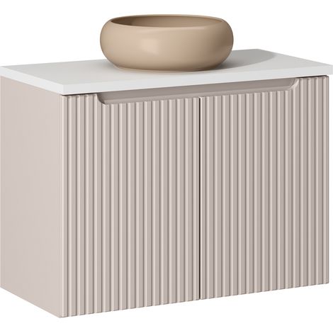 Waschtisch 80cm mit Keramikwaschbecken, Beige und weiß, NEWPORT-56-CASHMERE (1/5)