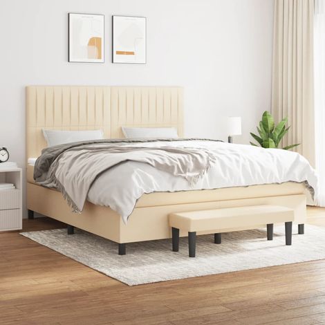Boxspringbett mit Matratze Creme 180x200 cm Stoff (1/5)