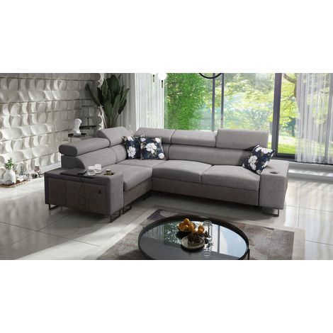 Luxuriöses Ecksofa mit Schlaffunktion MELODY II, Tauro/Freya Graphit/Dunkelgrau Links (1/5)