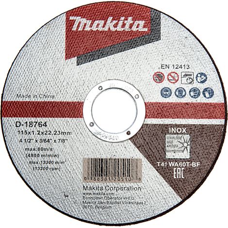 Makita D-18764-100 Thin Inox Cutting Disc 115mm x 1.2mm (pack of 100) (1/2)