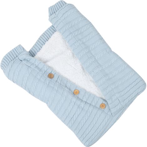 Couverture d'emmaillotage pour bébé, couverture chaude pour poussette, gigoteuse pour nouveau-né, bleu hiver (1/5)