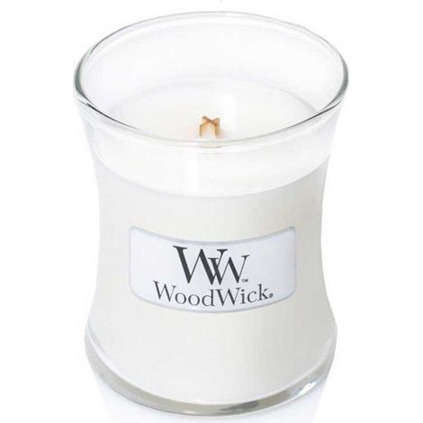 WOODWICK CANDELA CLESSIDRA PICCOLA MINI JAR LINEN
