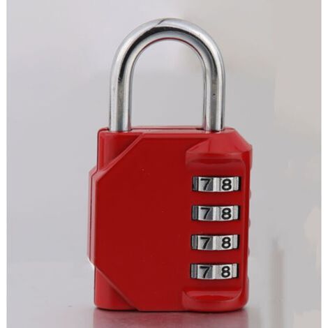 4-digit combination padlock for gym, school, outdoor use and employee lockers, red (1/5)