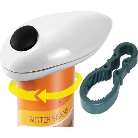 Ouvre boîte électrique 2 en 1 avec ouvre bocal – Autonomie et sécurité pour cuisine (1/5)