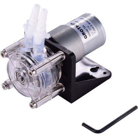 GROTHEN Bomba peristáltica DC 12 V con tubo de silicona, dosificación de líquidos con alto contenido de agua, autocebante, anticorrosiva, ajustable para bricolaje, laboratorio, acuario y aditivos de a