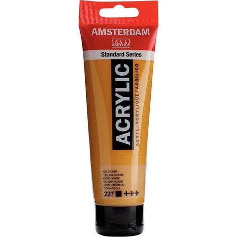 Peinture acrylique - Amsterdam - Ocre jaune - Tube 120ml - Résistance à la lumière - Finition satinée
