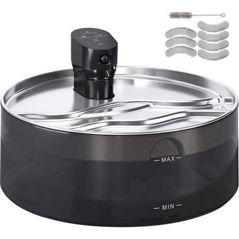 Fontaine à eau pour chats 7L avec pompe silencieuse, LED, filtre à charbon actif, acier inoxydable, 30,6 x 30,6 x 17,2 cm