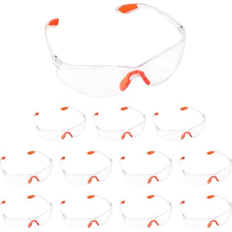 12 Paires De Lunettes De Sécurité Transparentes En Plastique Avec Pont-De-Nez Et Embouts De Branches En Caoutchouc Pour Plus De Confort, Idéales Pour La Soudure, Le Laboratoire Et La Construction (1/5)