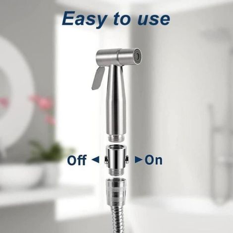 Stop-douche - Robinet Arrêt Eau - Compatible Tuyau Flexible Standard - 1 Clic - Acier Inoxydable Et ABS - Pour Salle De Bain - 1 Pièce (1/4)