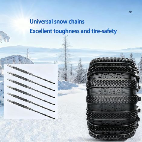 Chaîne Neige, 6 pièces Chaînes à Neige pour Voiture Universelles Antidérapantes d'Urgence Adaptées Aux Voitures/Camions/SUV (1/5)