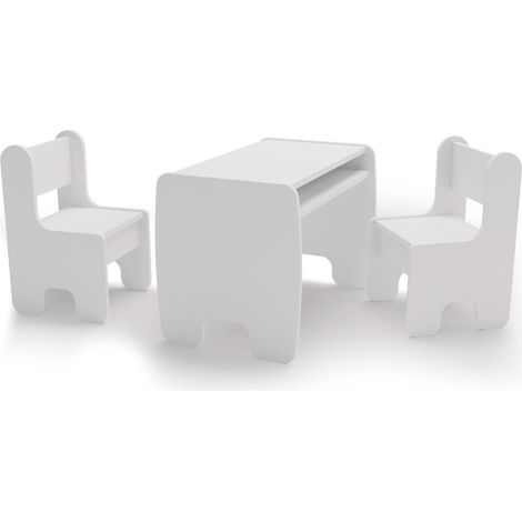 Set Timi Tavolo per Bambini con Due Sedie in Legno Bianco (1/5)