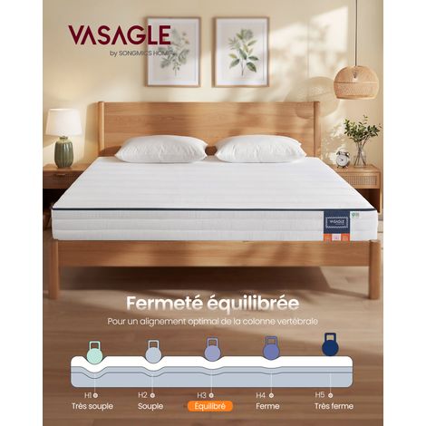 Matelas 160 x 200 cm, Mousse Mémoire de Forme Gel, Matelas Soutien 7 Zones, Housse Lavable, Chambre, Blanc