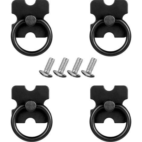 Lot de 4 poignées de tiroir vintage, poignées de porte de meuble décoratives et anneau de traction avec vis pour armoire, armoire, commode (1/5)