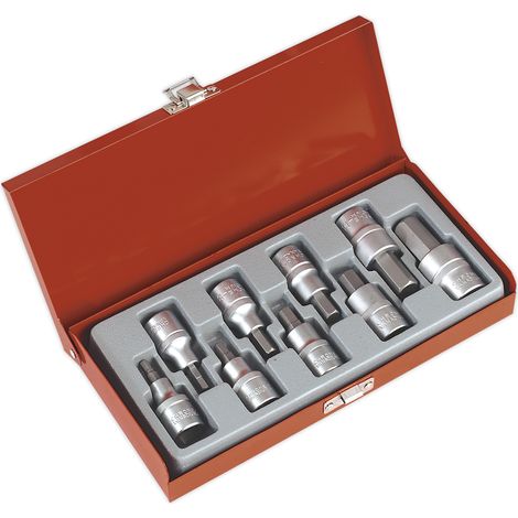 Sealey Premier Hex Socket Bit Set 1/2""Sq Drive 9pc AK620
