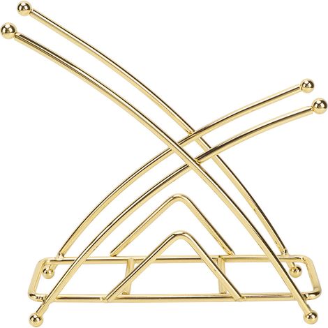 Porte-serviettes en fer forgé doré, design élégant en X pour hôtel et maison, support vertical robuste pour serviettes et mouchoirs. (1/5)