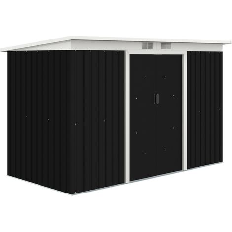Casetta da giardino in acciaio zincato grigio scuro 280 x 130 x 172 cm (1/5)