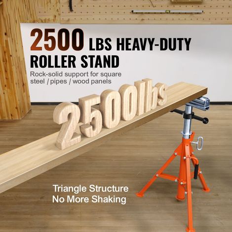 Support à rouleaux pliant acier 45 1134 kg charge lourde réglable 700-1320 mm pour tubes et planches bois (1/5)