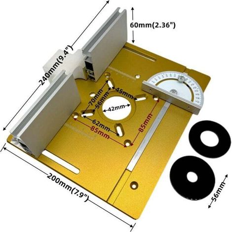 Plaque Insertion Premium pour Table Toupie - Compatible, XU,Fraiseuse Bois/Machine Découpe - Alliage Aluminium Antidérapant - KZQ (1/4)