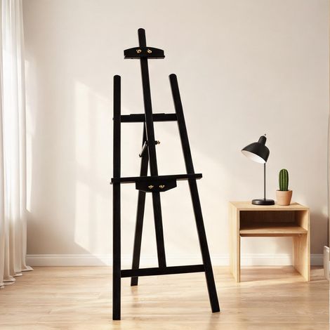 Chevalet en bois massif réglable pour toiles jusqu'à 108 cm noir (1/5)