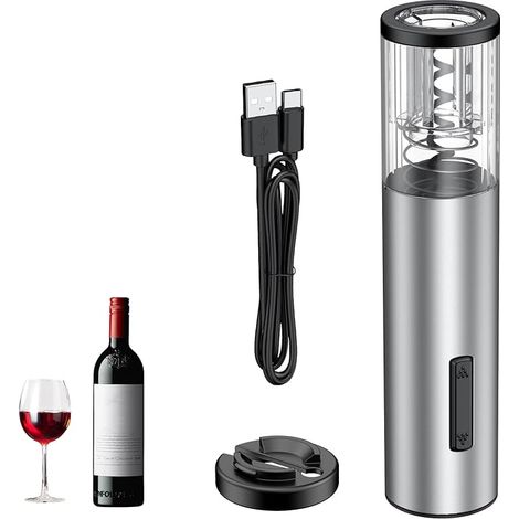 Ouvre Bouteille Vin Électrique Rechargeable avec Coupe Capsule Ouvre Vin Automatique Chargement USB-C Tire Bouchon Électrique Lumière LED Maison Bar Restaurant Soirée Mariage (1/5)