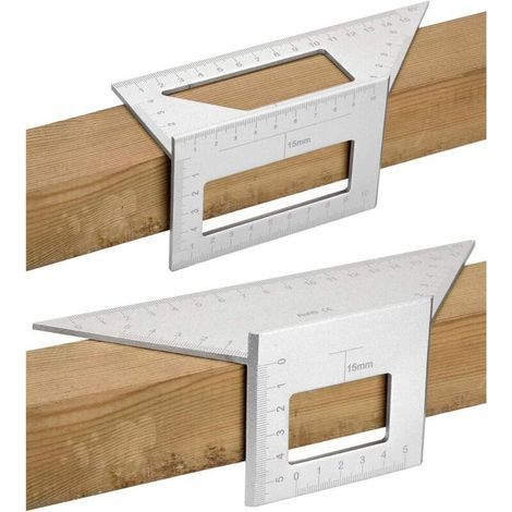 Jauge Carre Bois Double Fonction 45 90 Degrés Règle T Mesure Angle Aluminium (1/4)